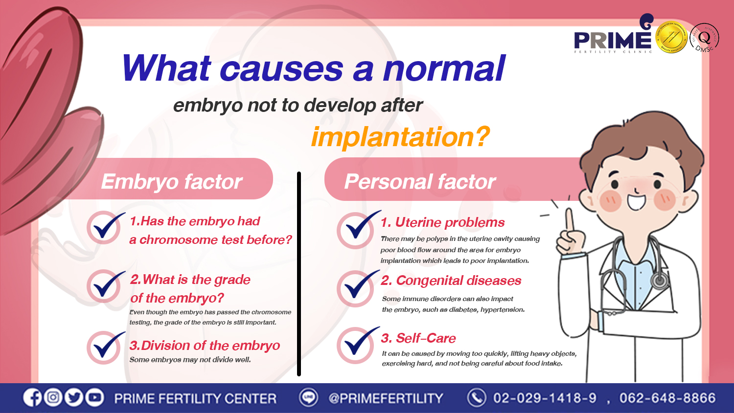 What causes a normal embryo not to develop after implantation?